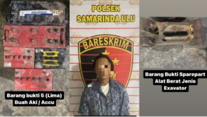 Curi Sparepart Alat Berat dan 5 Aki, Warga Samarinda Ulu Diamankan Polisi
